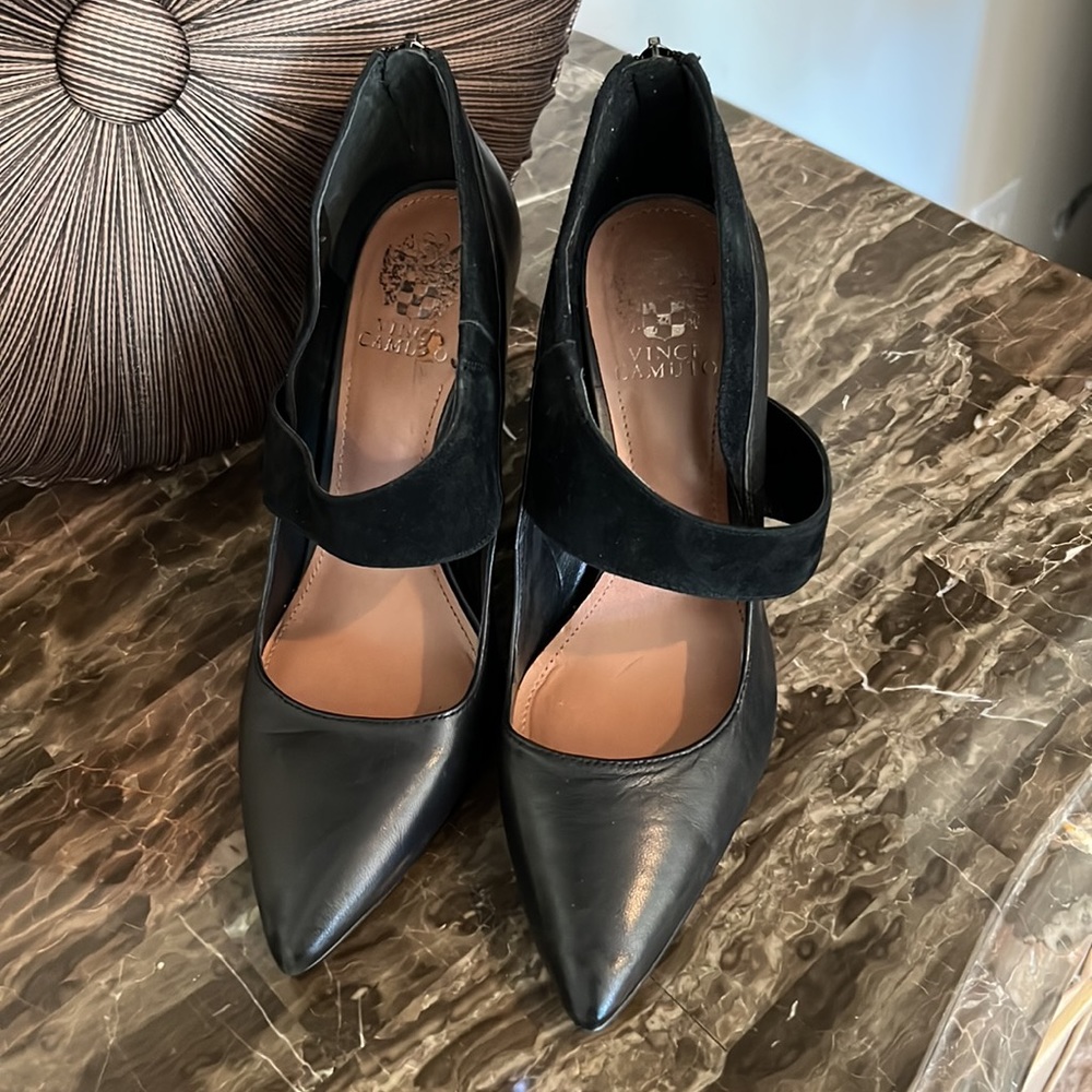 Vince Camuto heels, upper leather and Swede